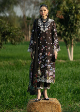 Sardinia Embroidered Lawn 3 Piece Unstitched Suit SRD25PL D-901 BLACK LOTUS